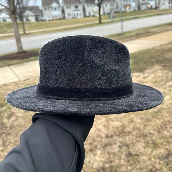 LL Canto Italian Designer Men's Velvet Fedora Hat Grey - Picture 9 of 9